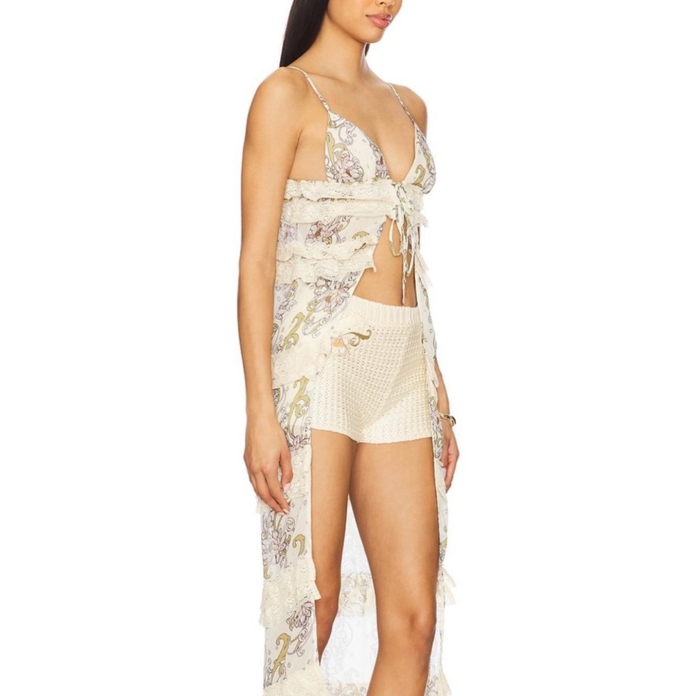 Agua Bendita x Revolve Saphiro Long Top in Green Ivory